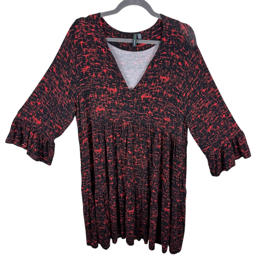 Shannon Passero 3/4 Bell Sleeve V-Neck Stretchy Knee Length Shift Dress Size L